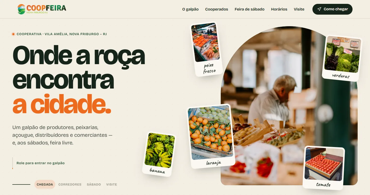 Página inicial do site da COOPFEIRA NF, no computador